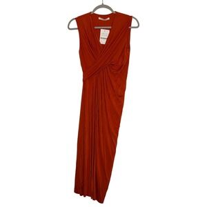 Jason Wu Collection Orange Sleeveless Twist Front Ruched Dress Size 4